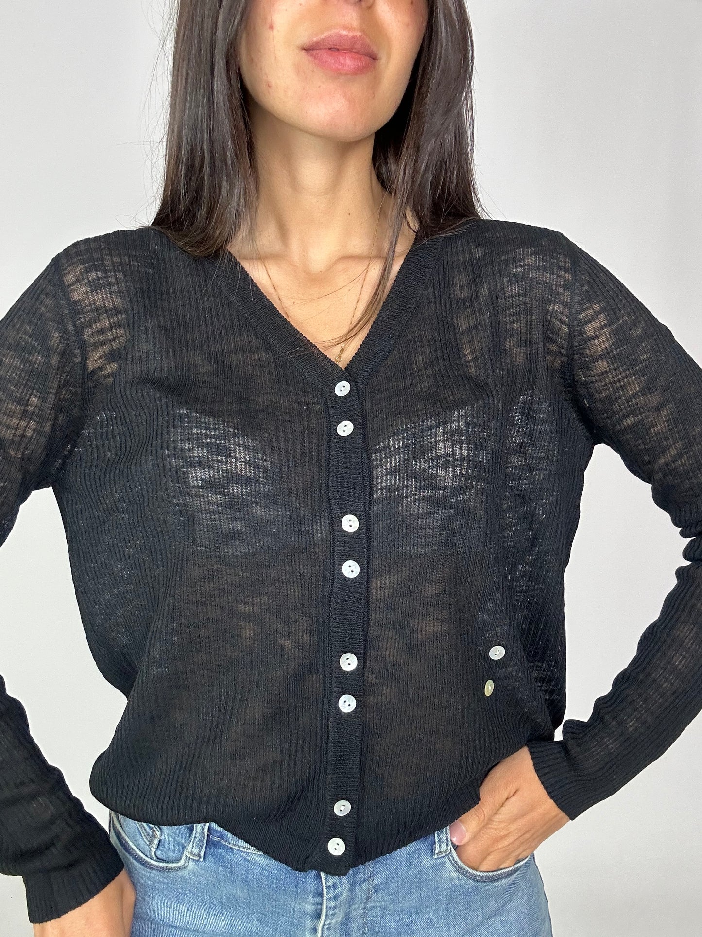 Cardigan in filo nero