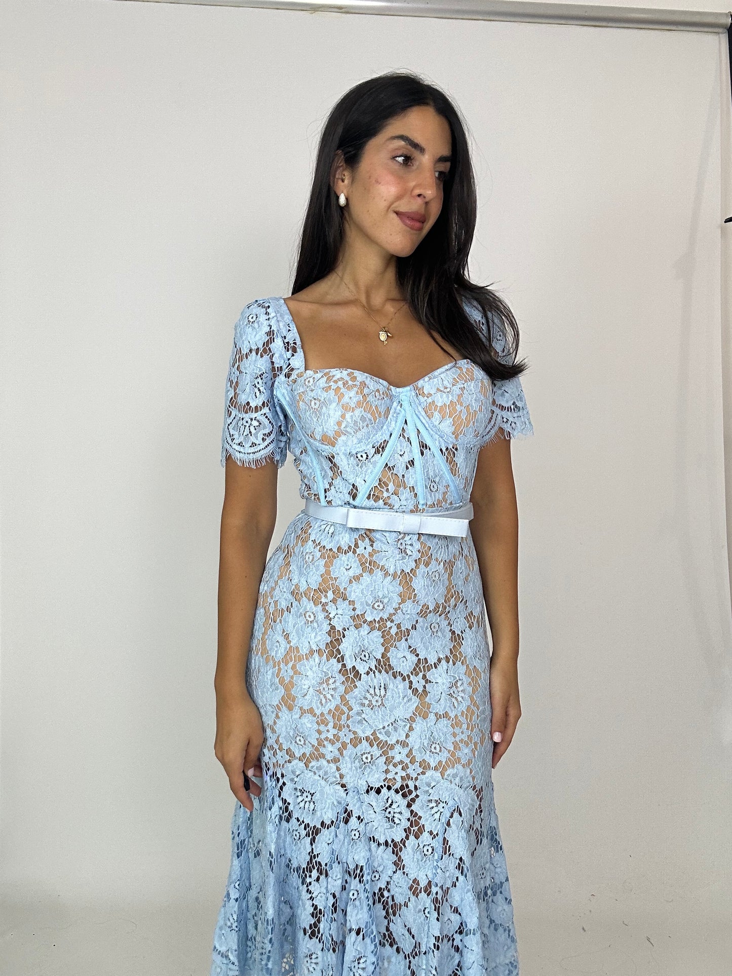 Tubino in pizzo azzurro