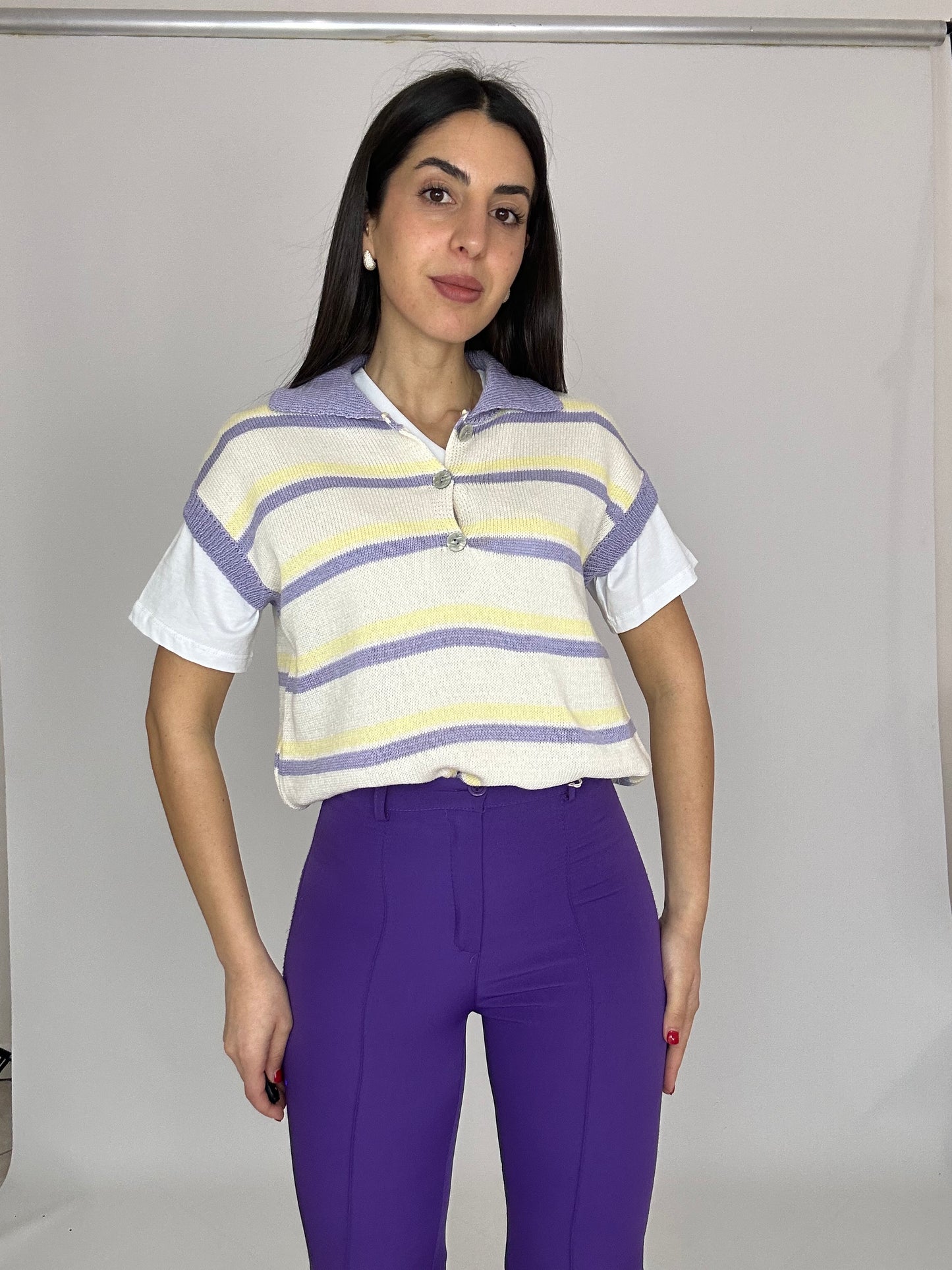 Pantalone dritto viola