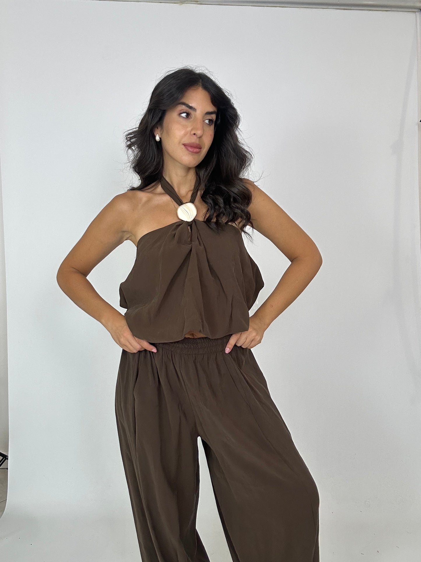 Pantalone marrone con elastico