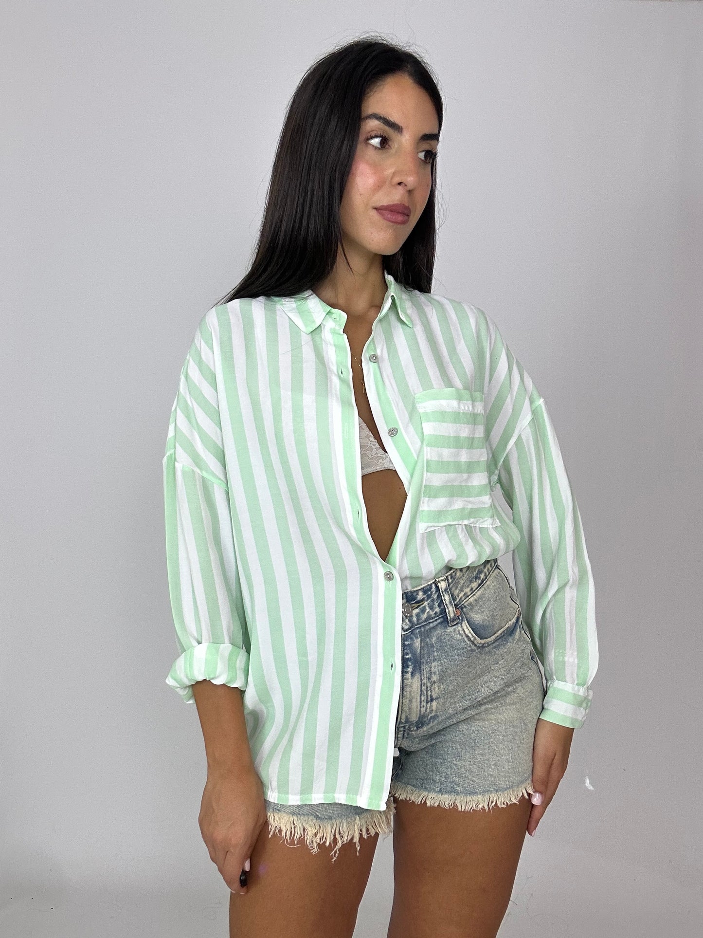 Camicia verde e bianca