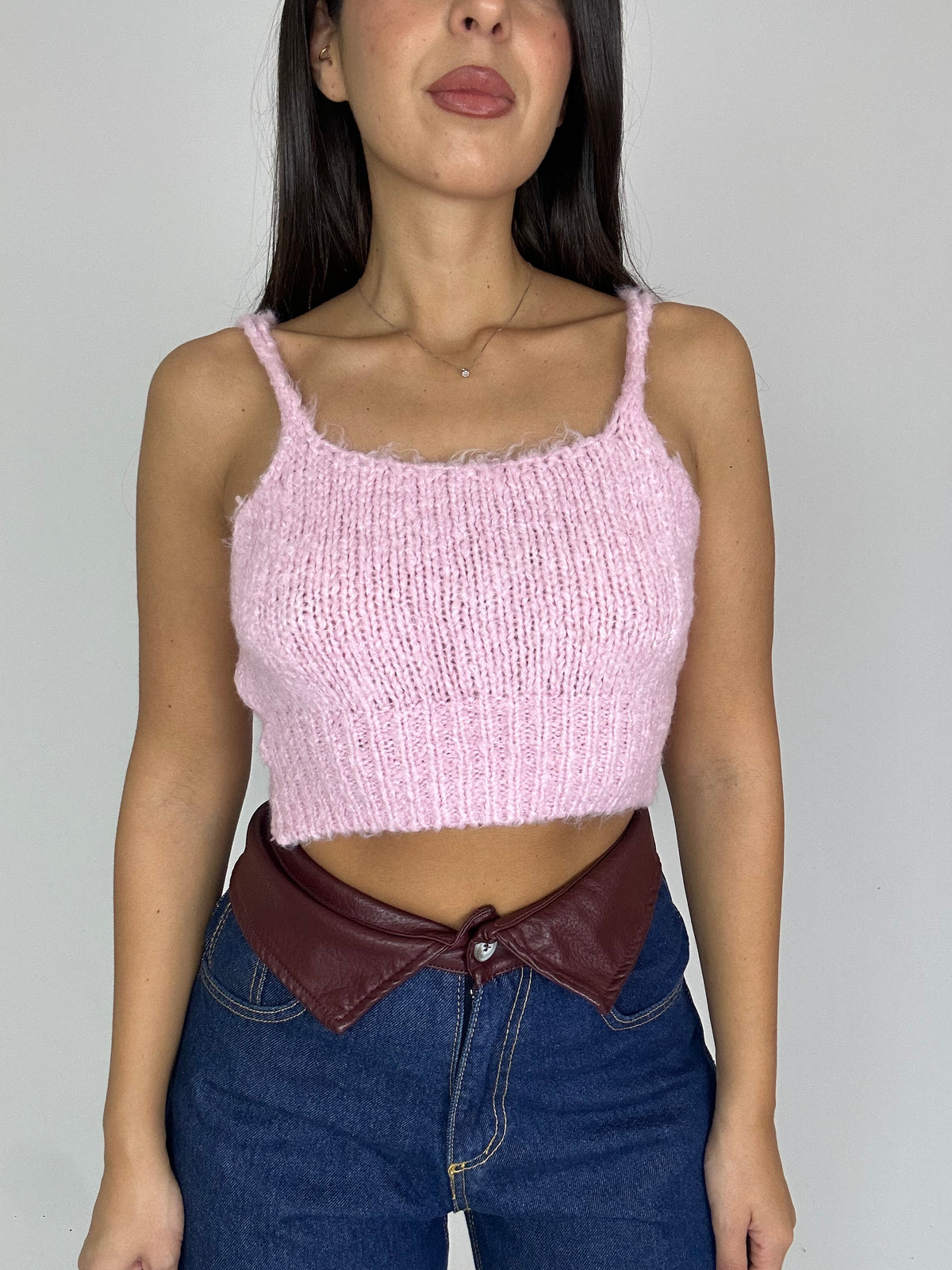 Denim Justwest con risvolto bordeaux