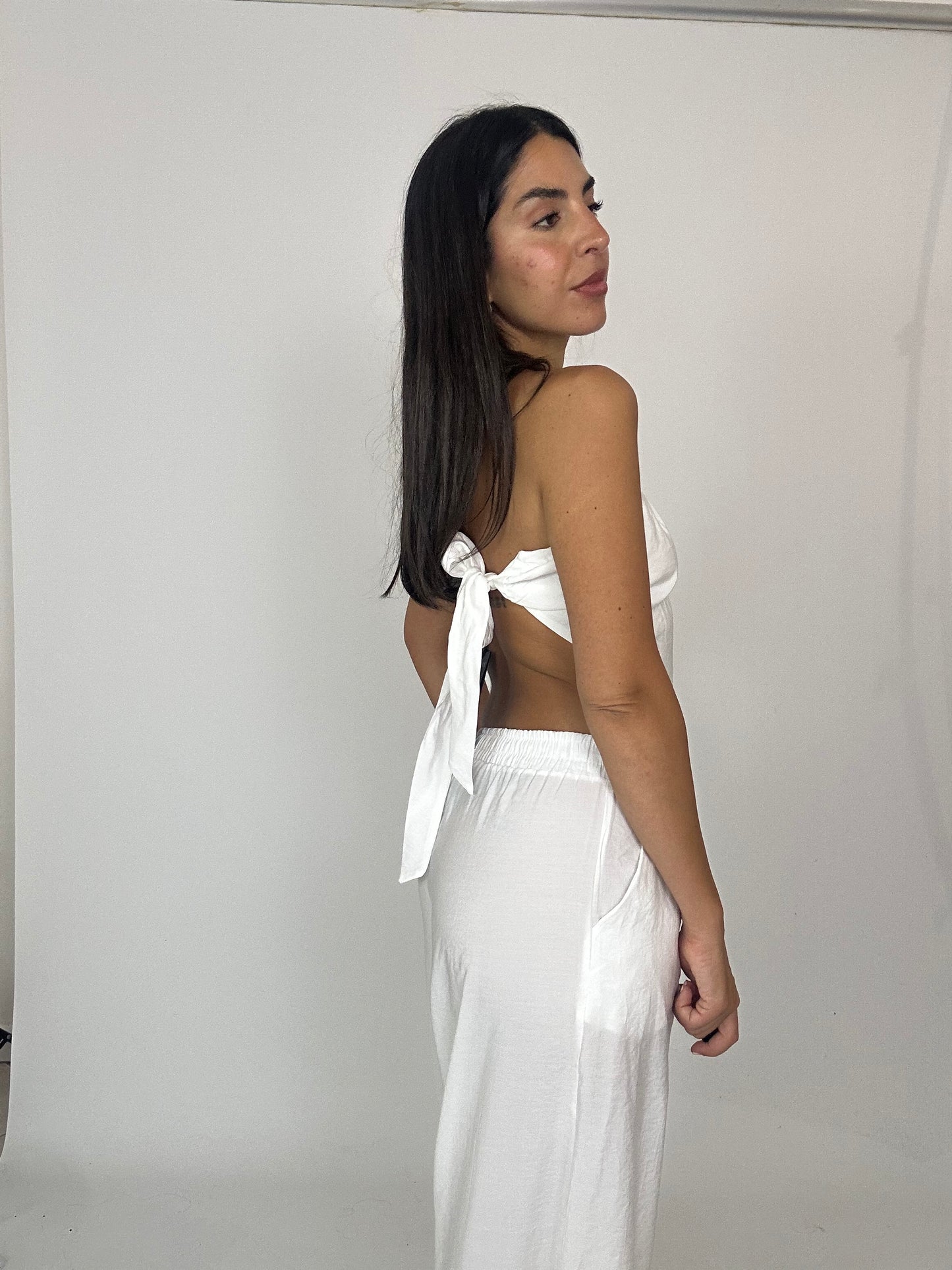 Completo bianco top bandana