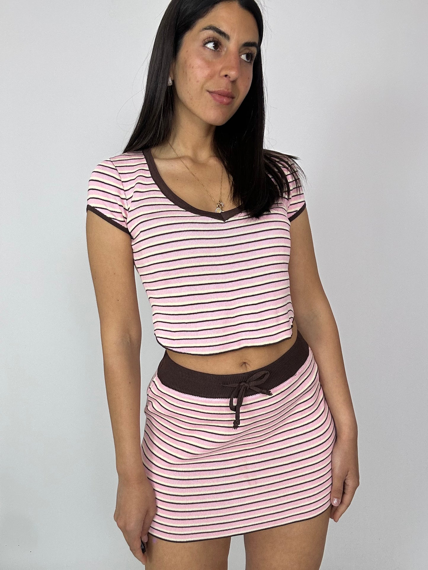 Coordinato gonna maglia a strisce