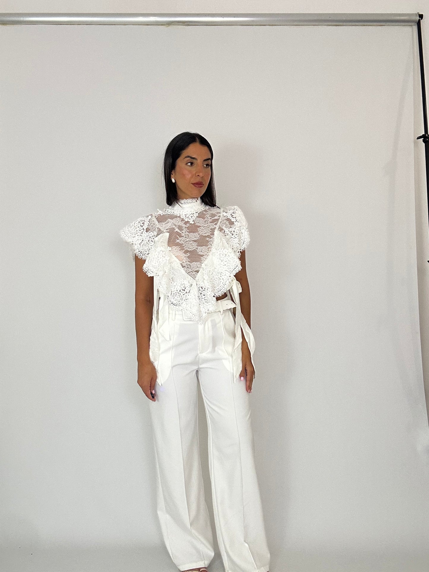 Pantalone bianco con cintura