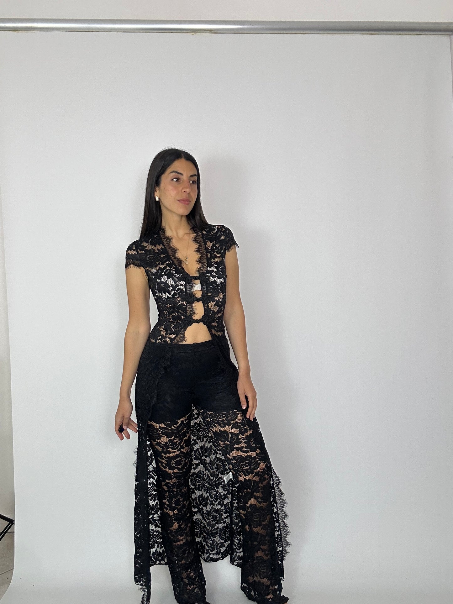 Coordinato nero in pizzo modello coreano