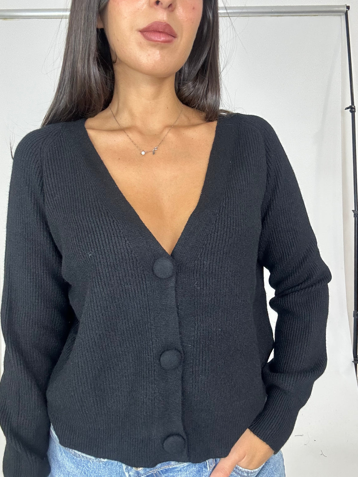Cardigan nero in lana