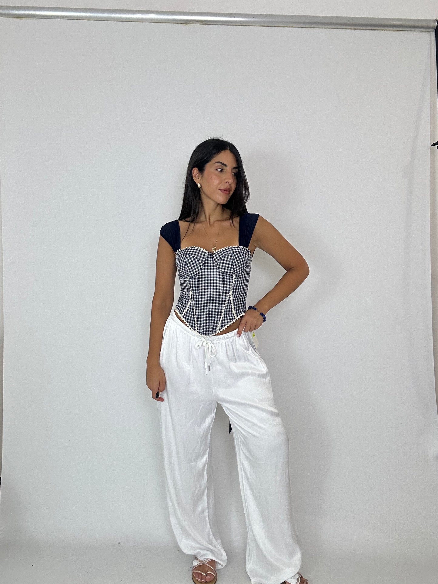 Pantalone raso bianco