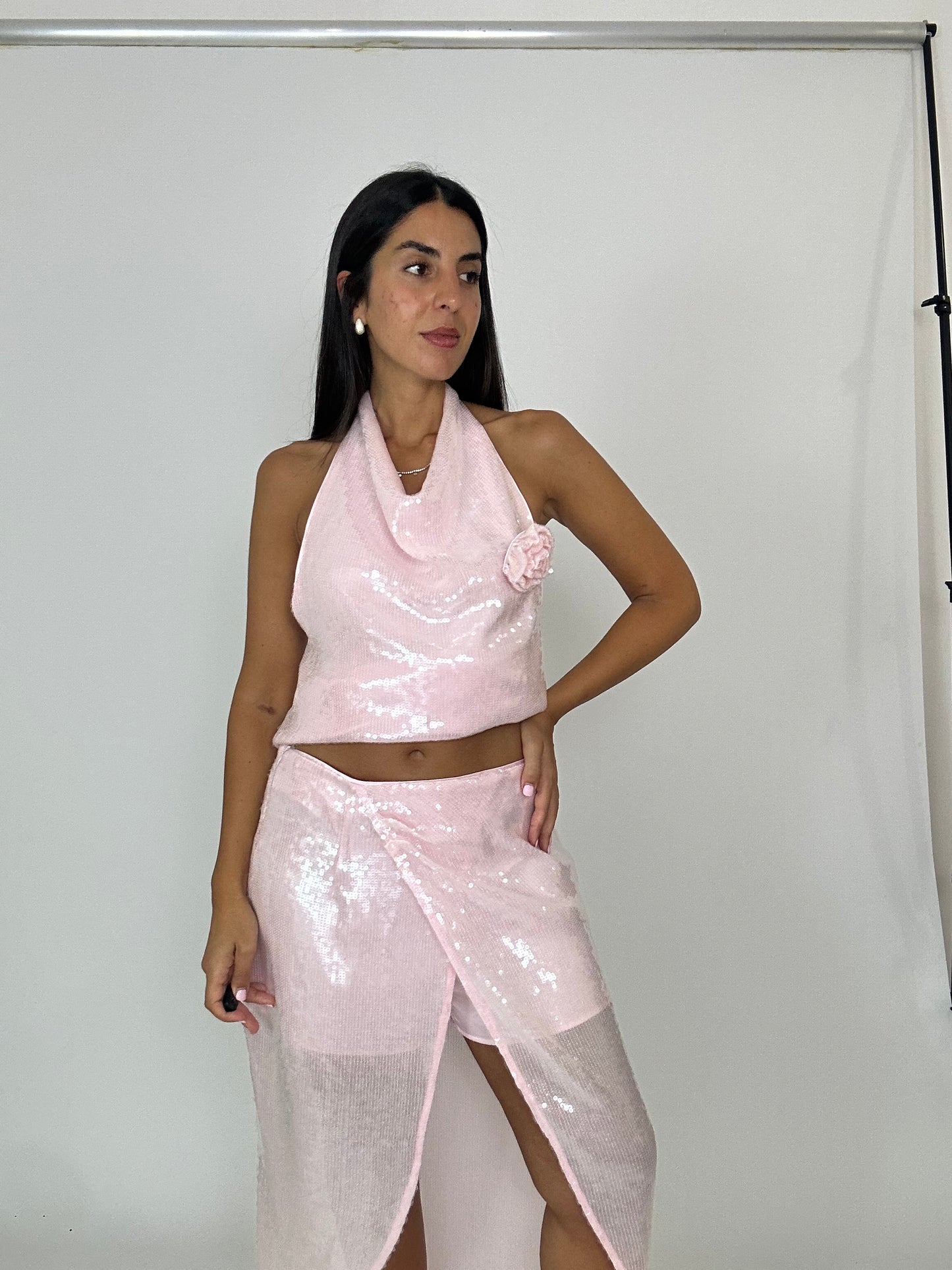 Gonna con pantaloncino paillettes