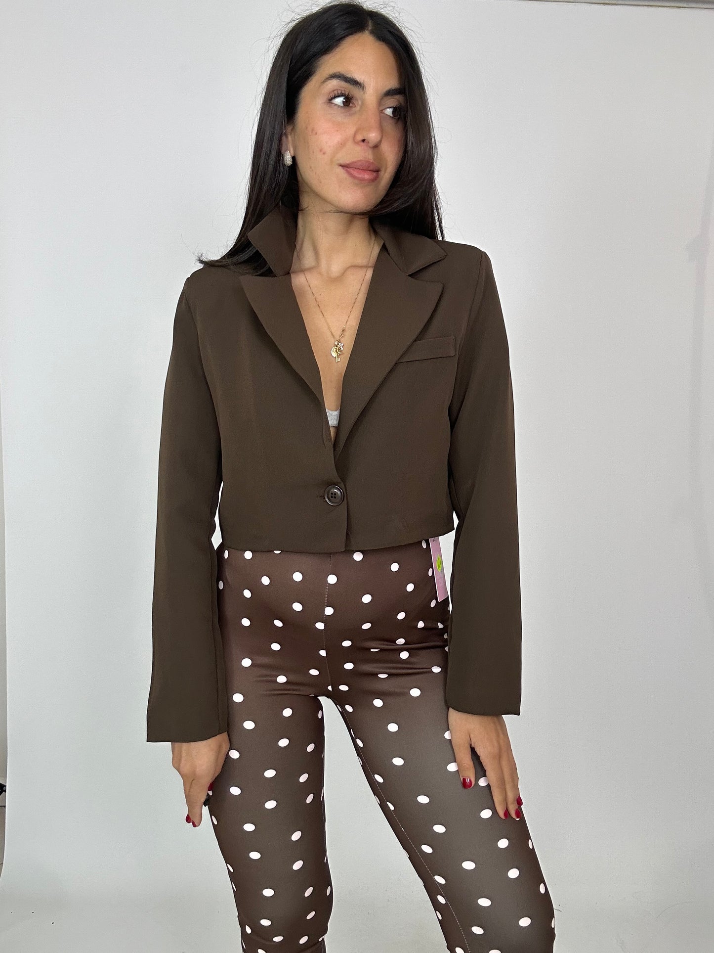 Capri pants marrone pois