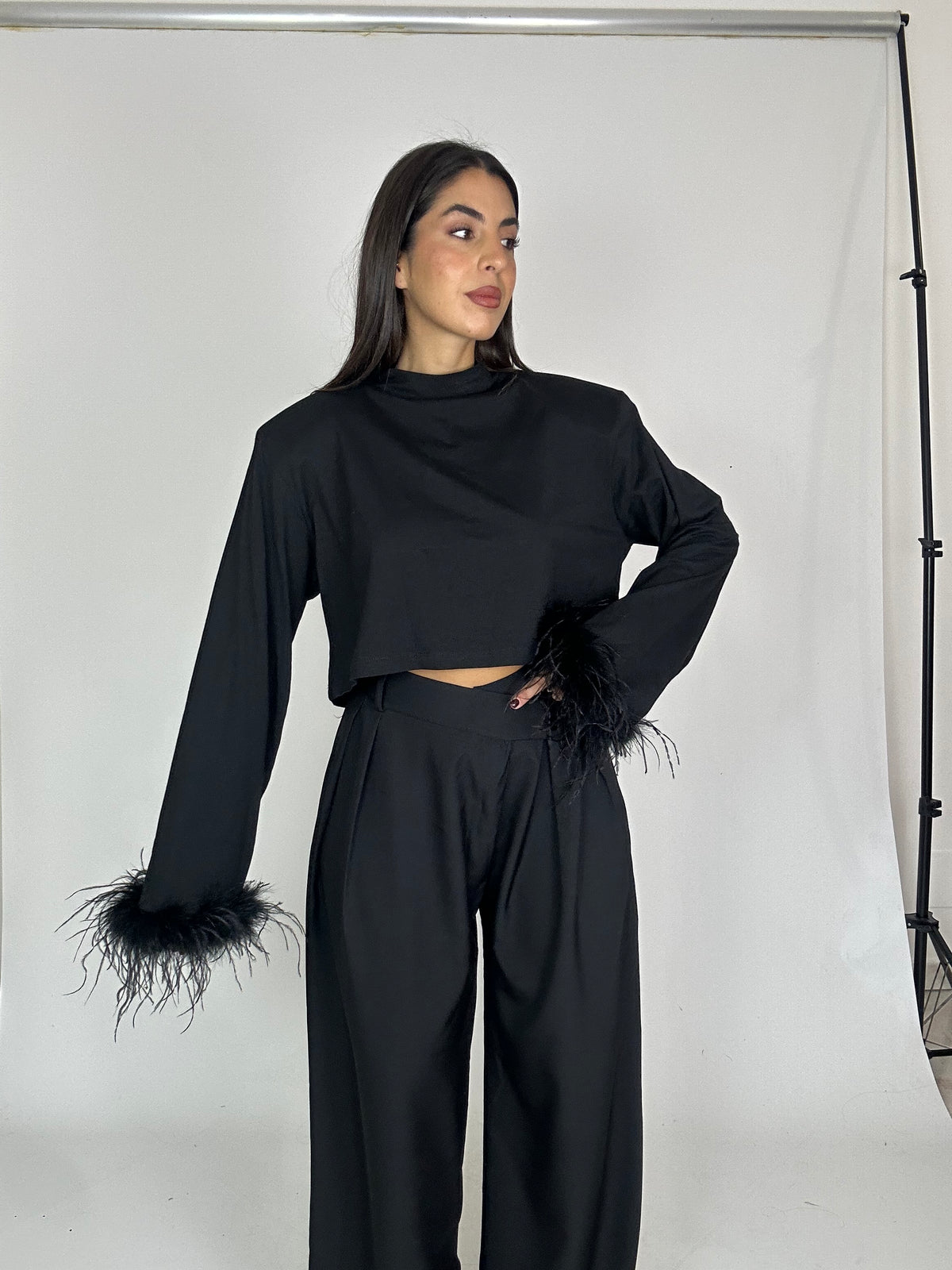 Pantalone gamba larga nero