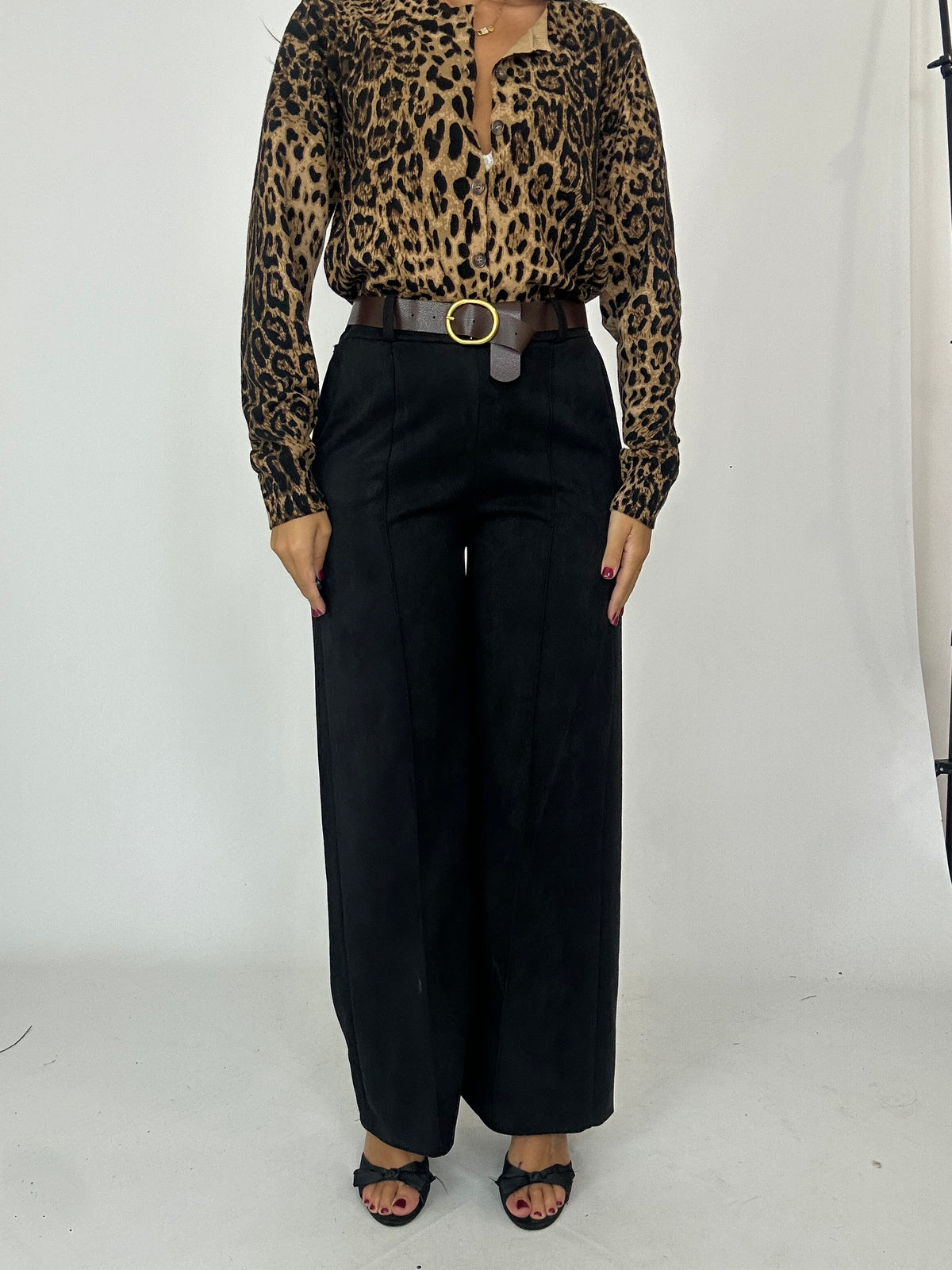 Pantalone nero in suede