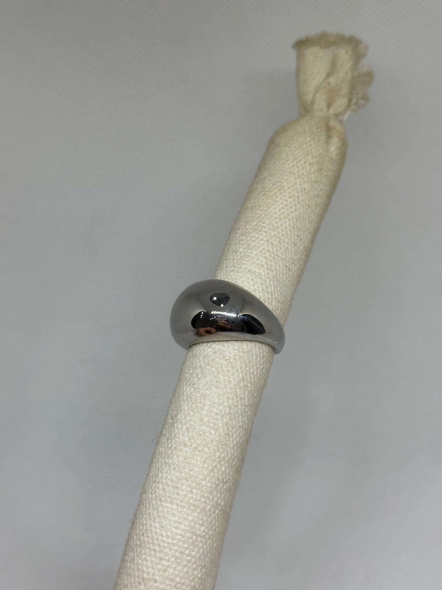 Anello argento bombato regolabile