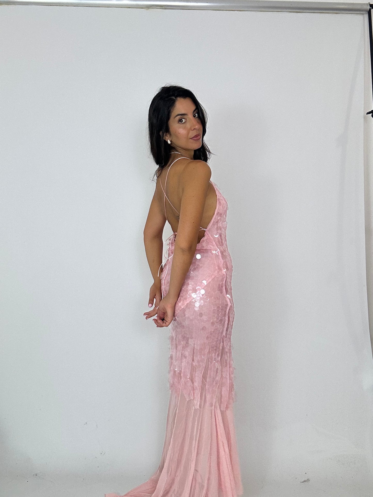 Abito rosa paillettes