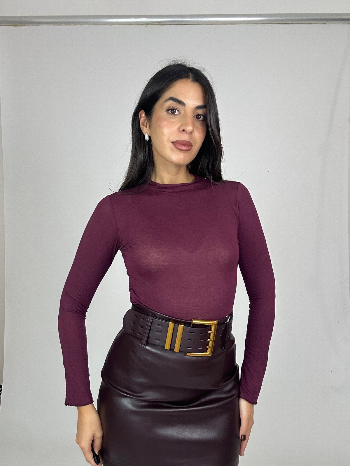 Maglia misto cashmere Borgogna