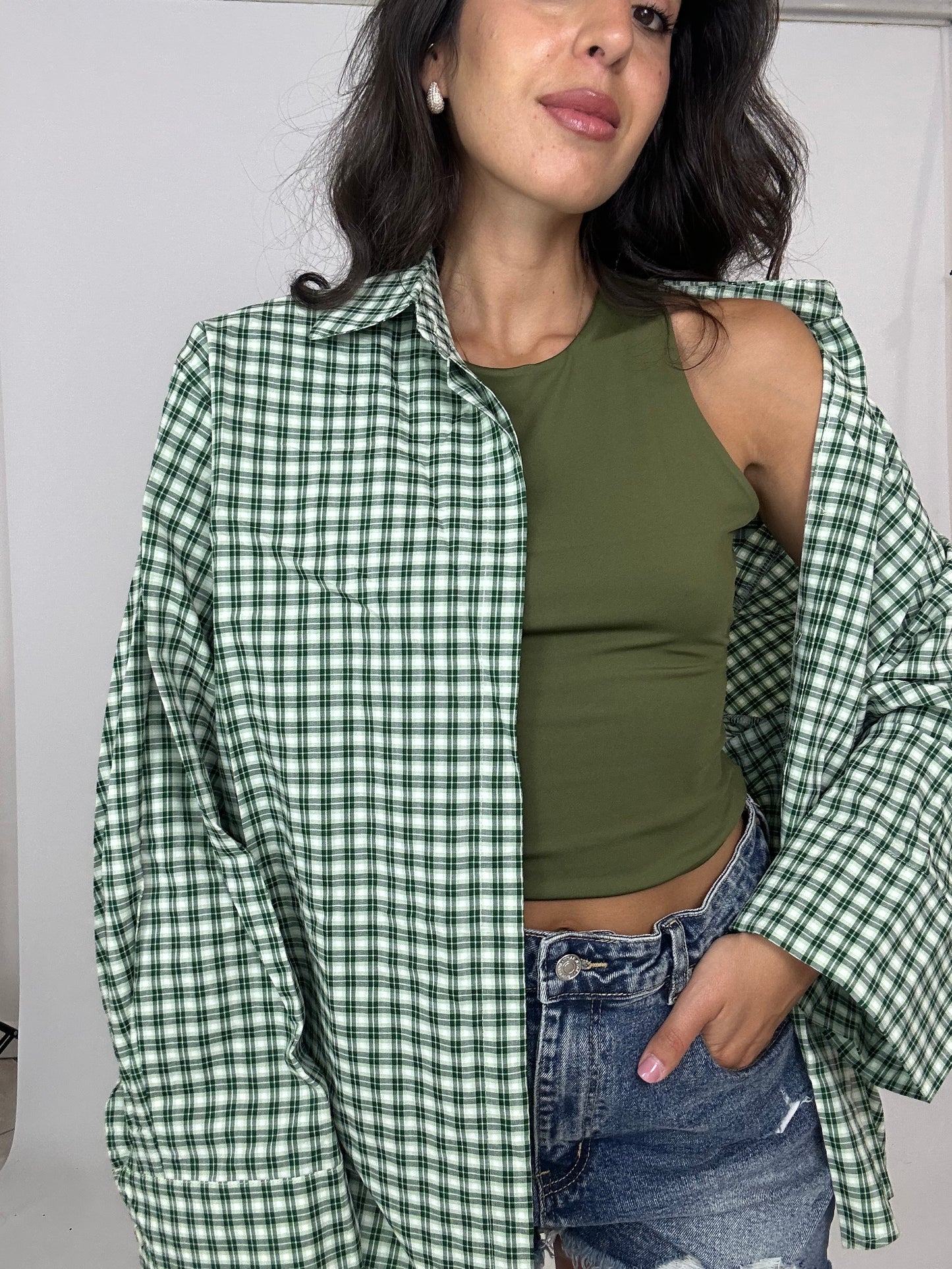 Camicia quadri cn spallina rinforzata