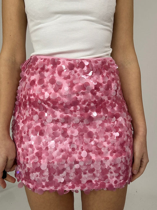 Gonna paillettes rosa