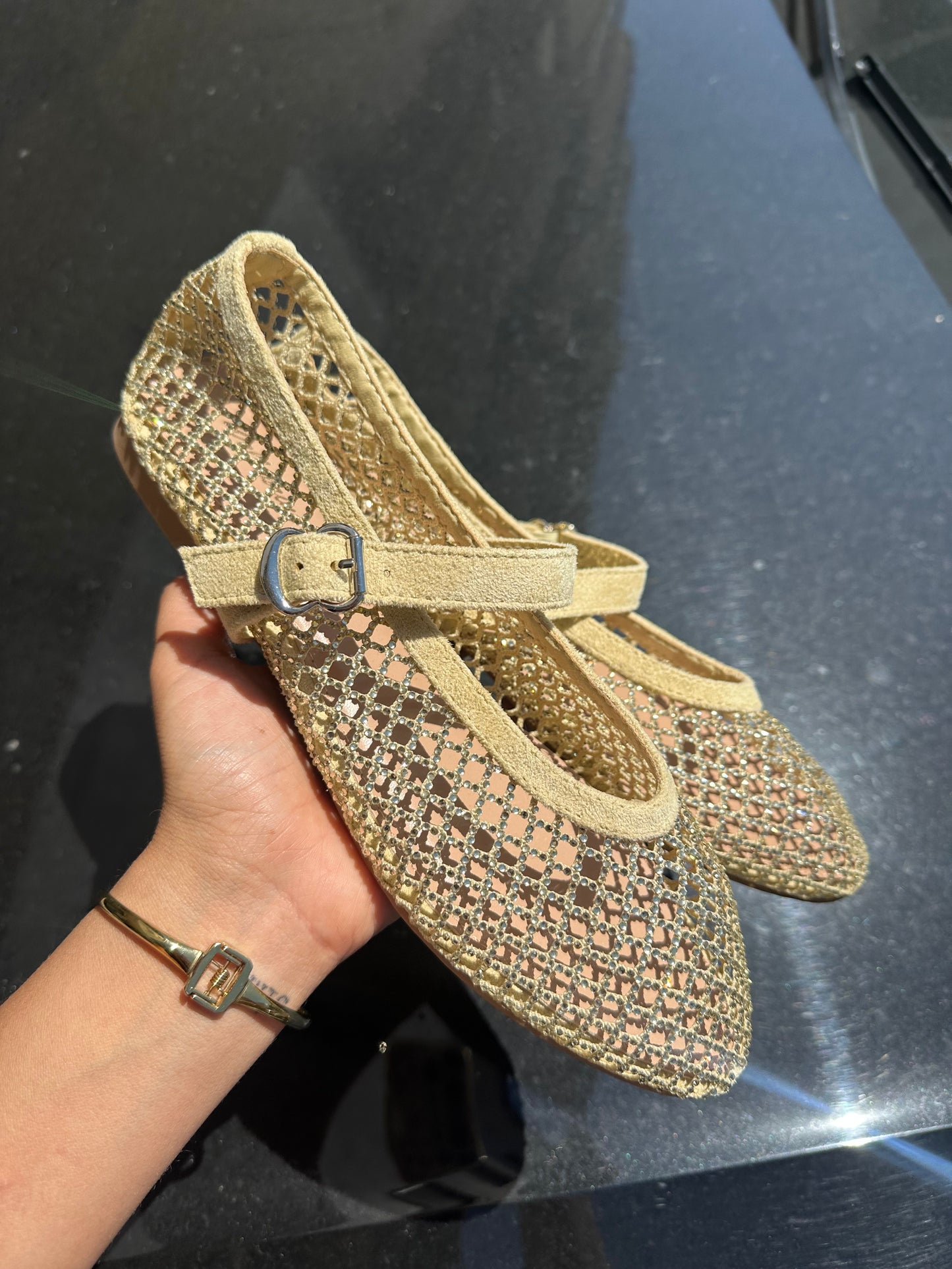 Ballerine brillantinate gialle
