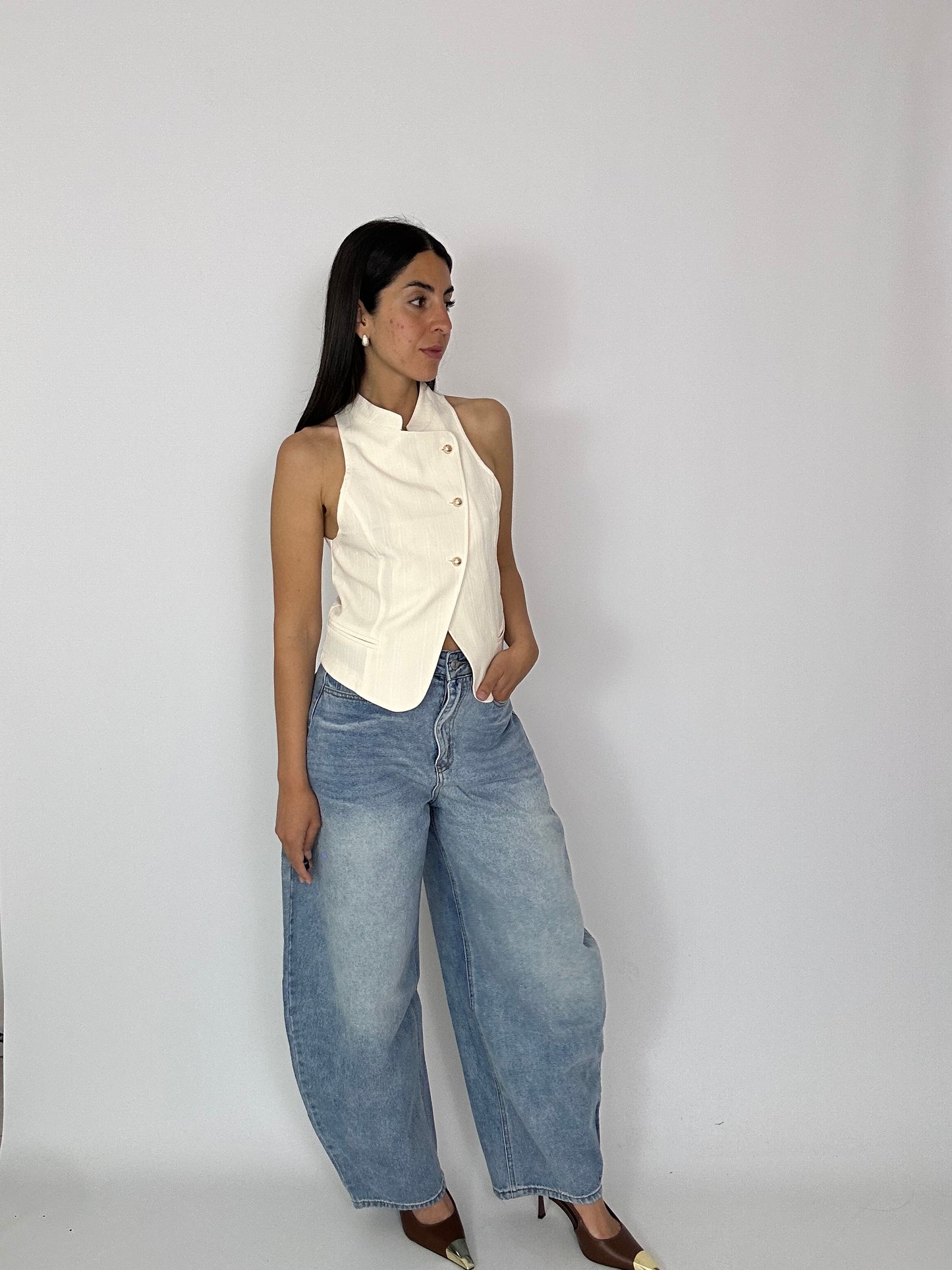 Jeans Balloon con fibbia in vita