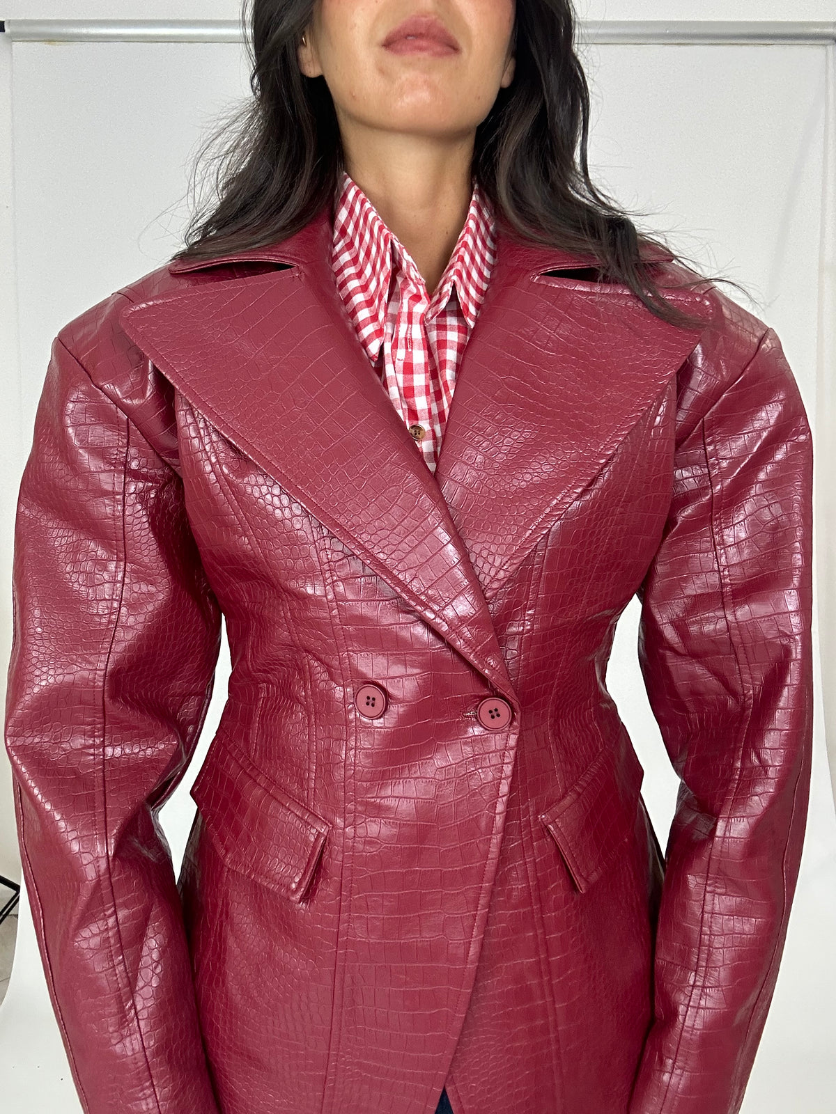 Blazer eco pelle strutturata
