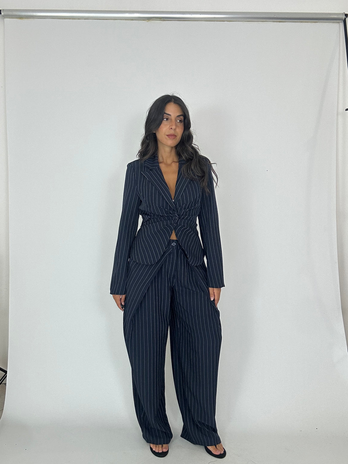 Tailleur gessato giacca avvitata