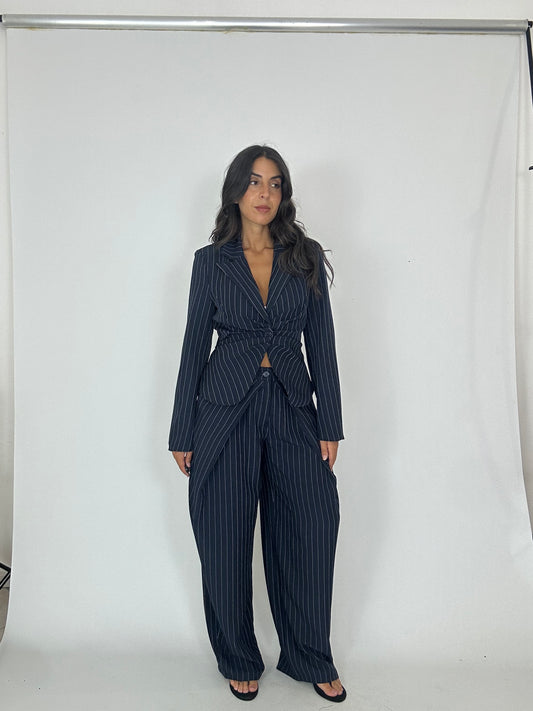 Tailleur gessato giacca avvitata
