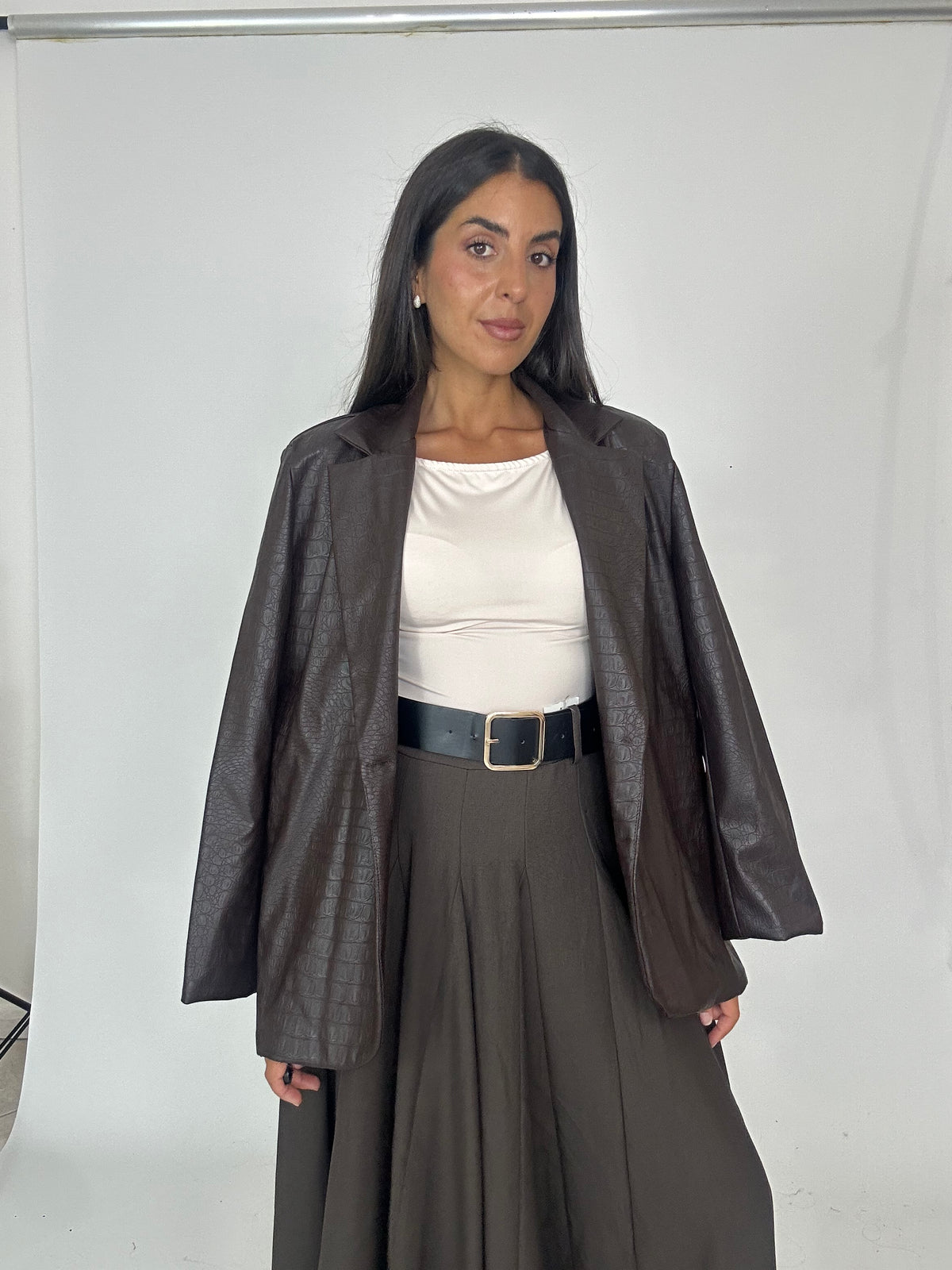 Blazer eco pelle caffè