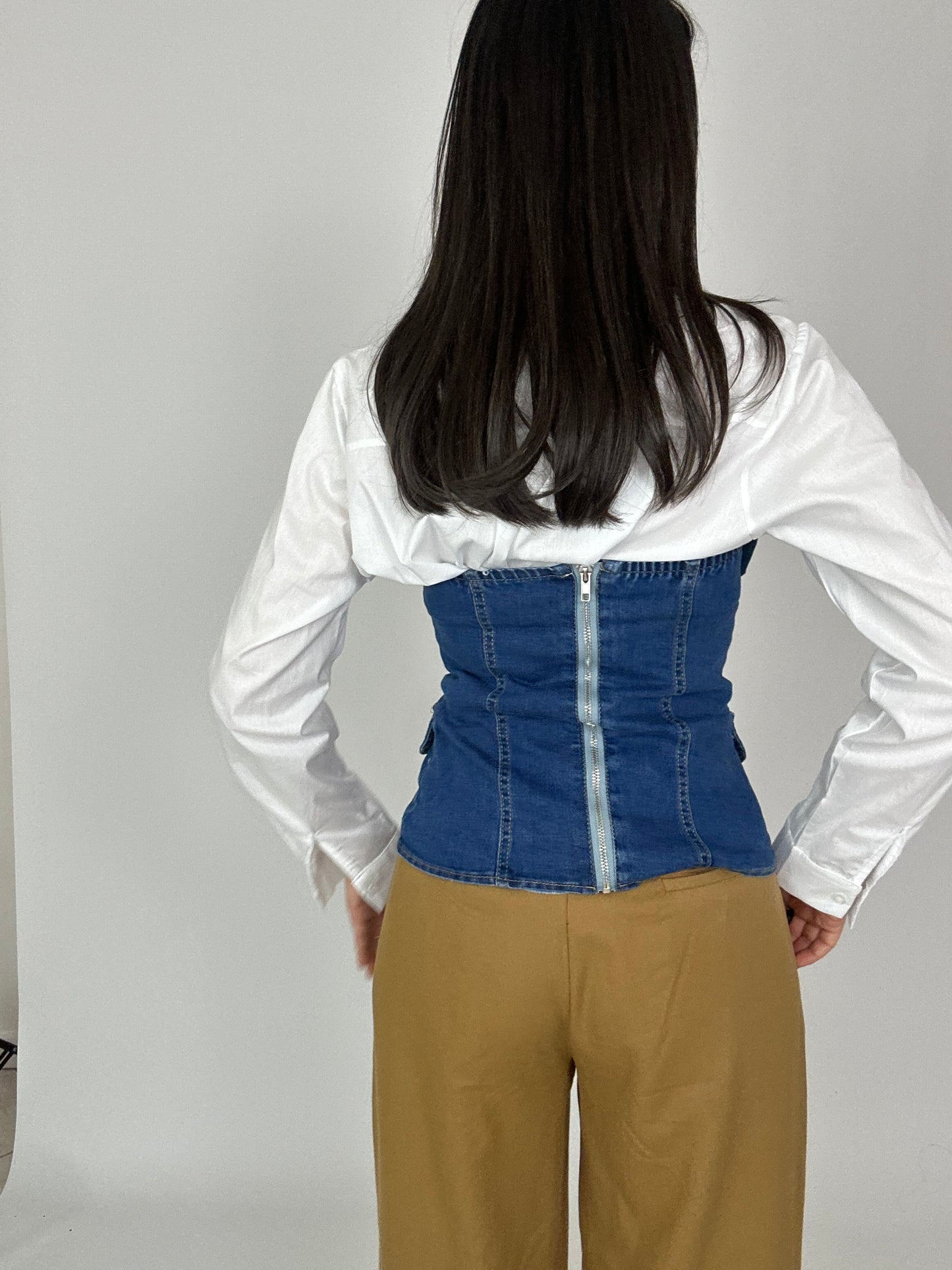 Corsetto denim fiocco