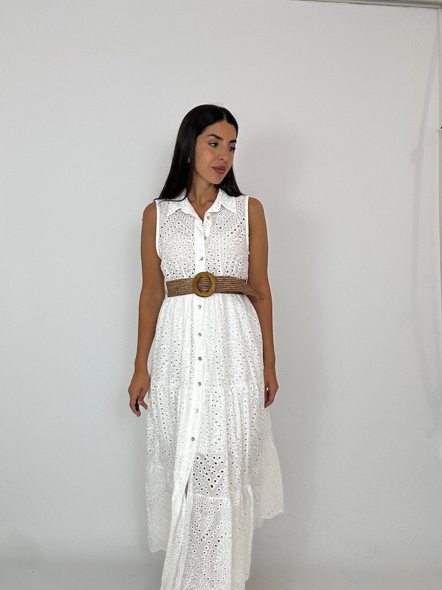 Abito camicia Midi in pizzo San gallo