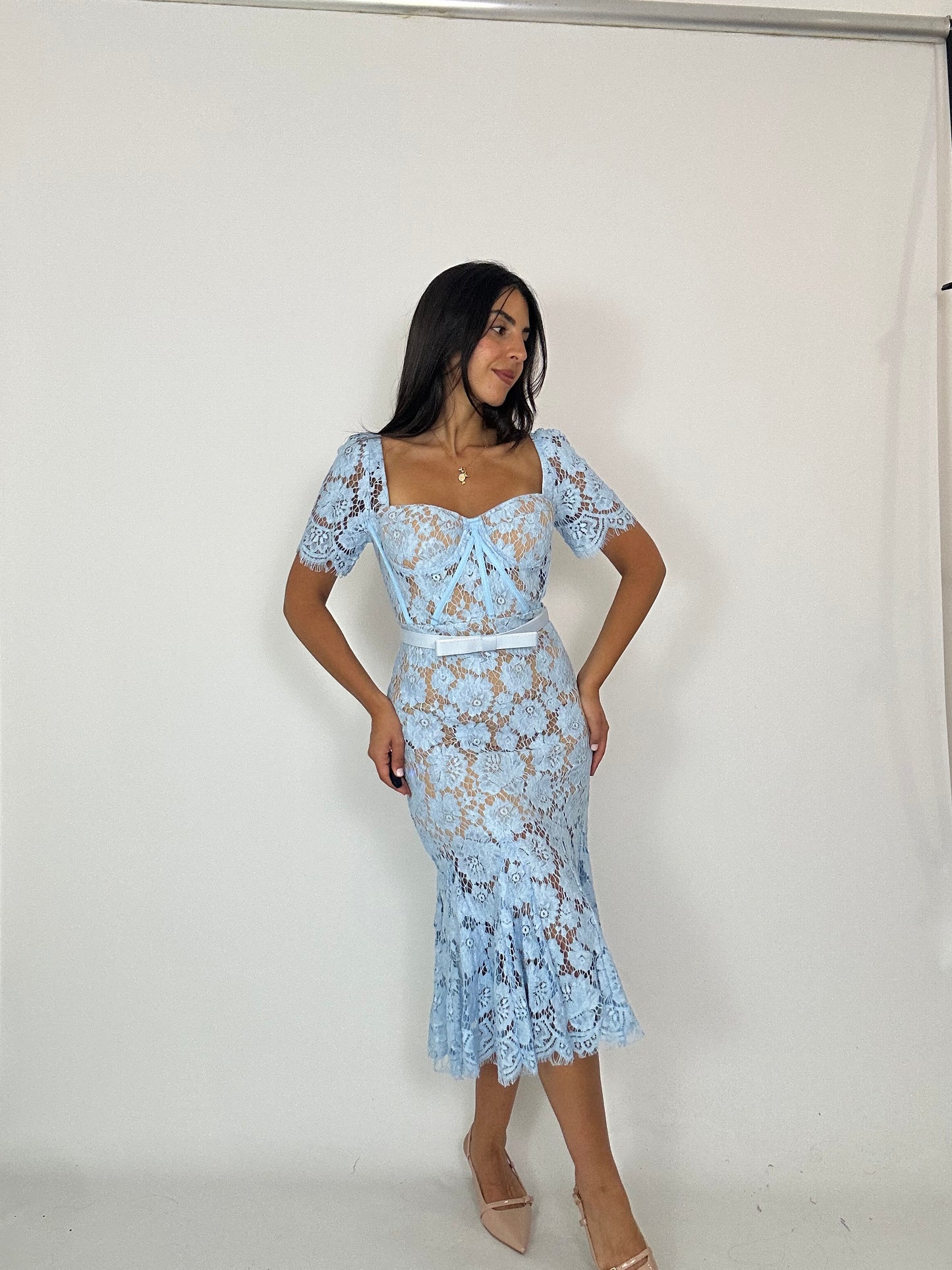 Tubino in pizzo azzurro
