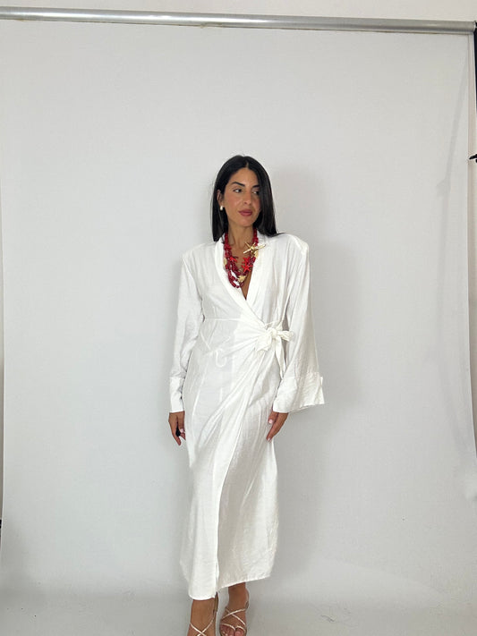 Abito portafoglio bianco con spallina