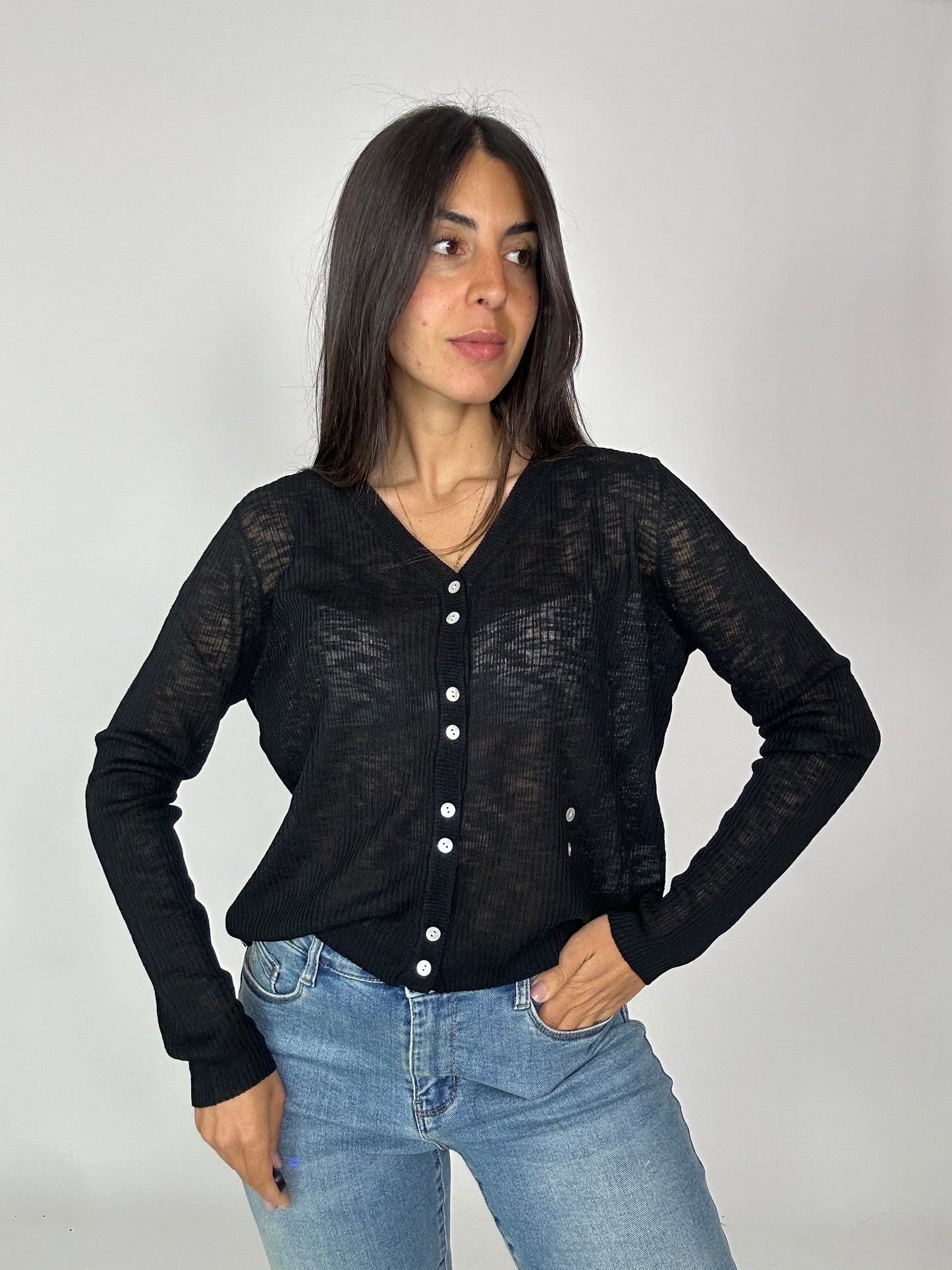 Cardigan in filo nero