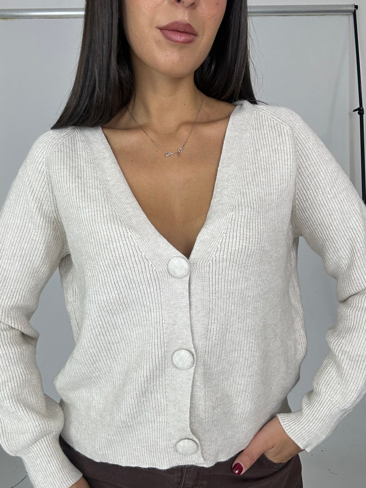 Cardigan in lana beige
