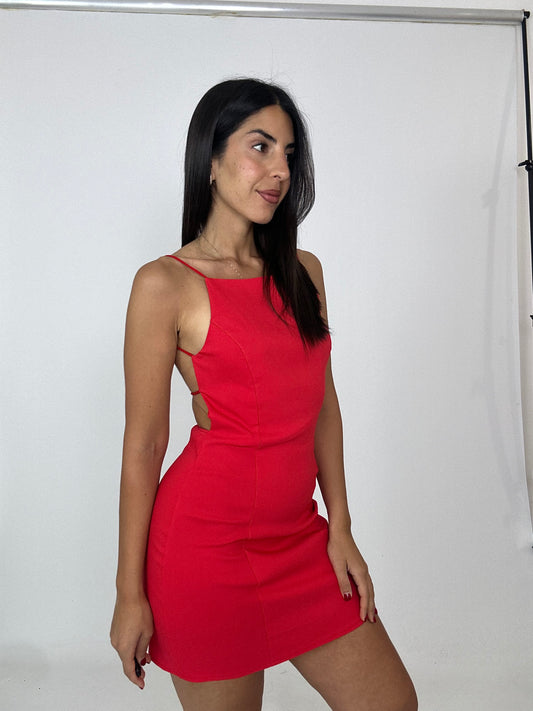 Mini dress rosso scollato