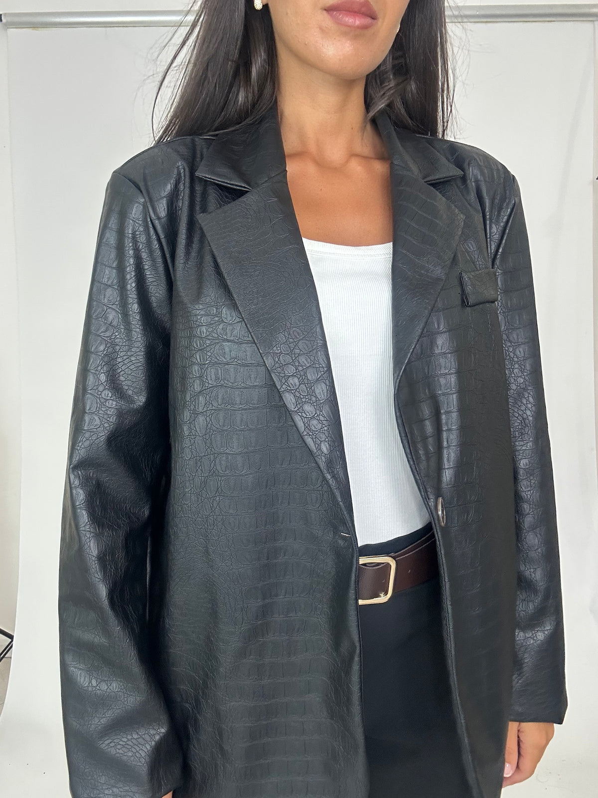 Blazer eco pelle nero