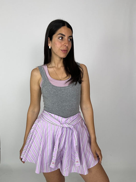 Pantagonna camicia lilla gessata
