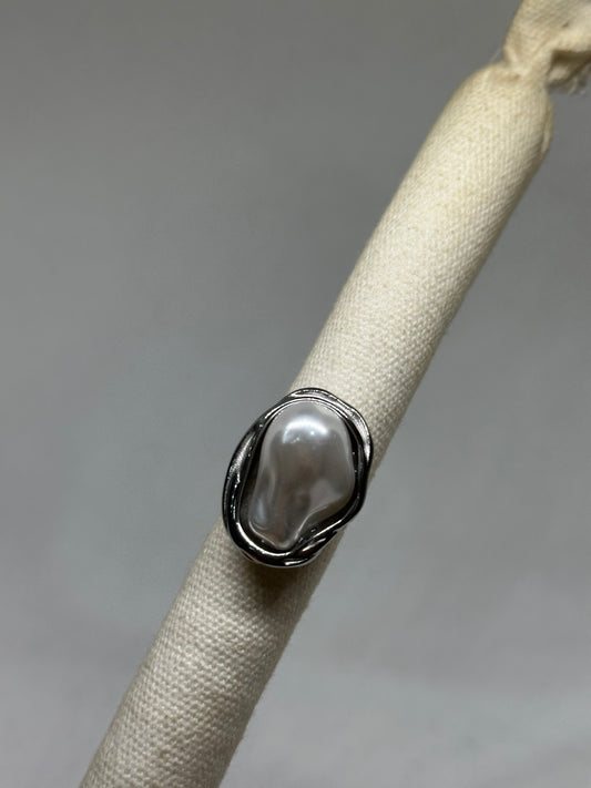 Anello argento perla regolabile