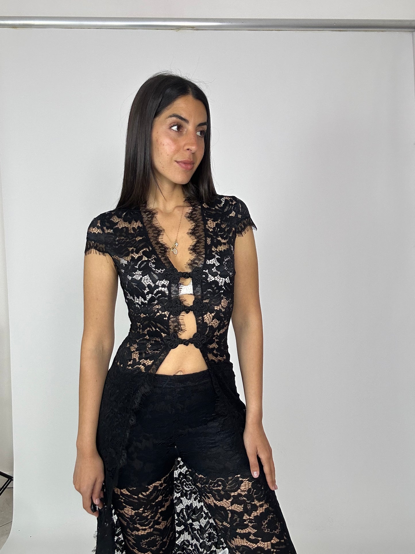 Coordinato nero in pizzo modello coreano