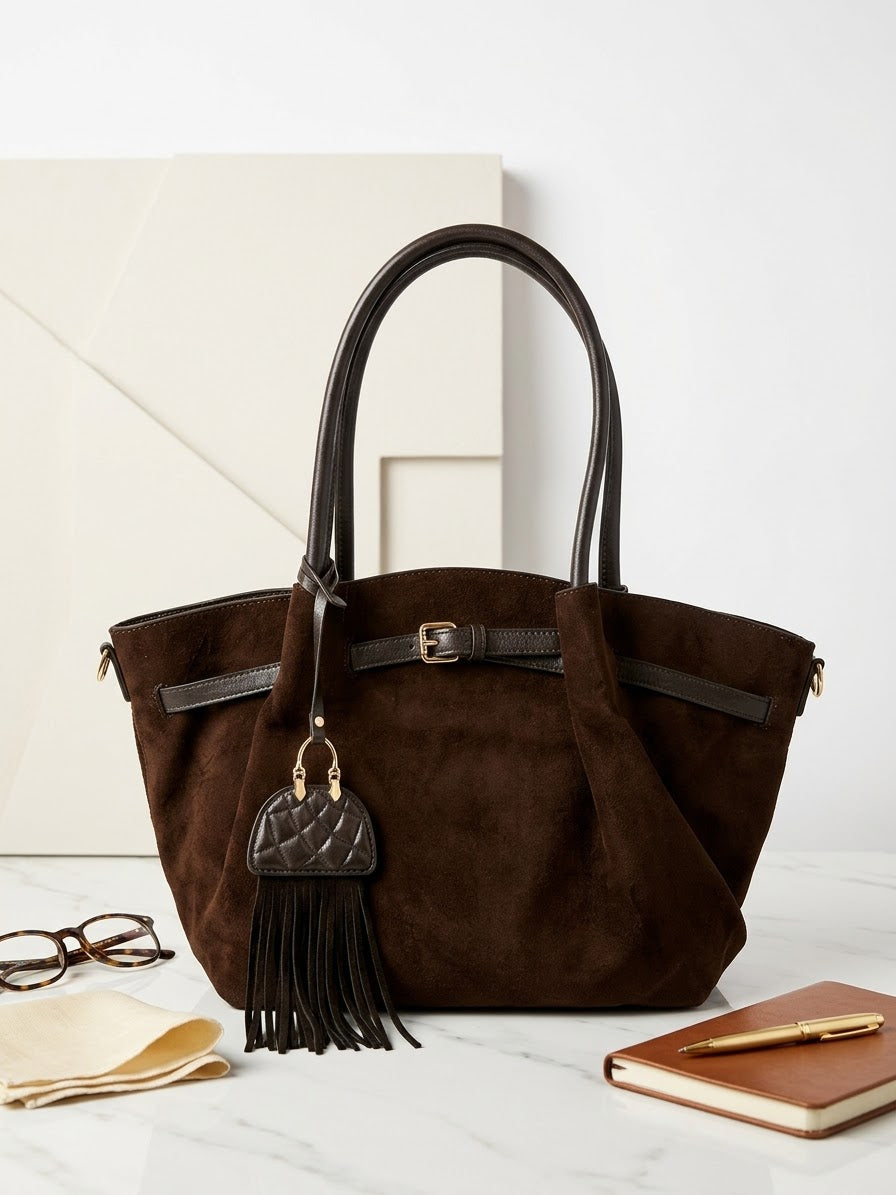 Borsa in suede marrone