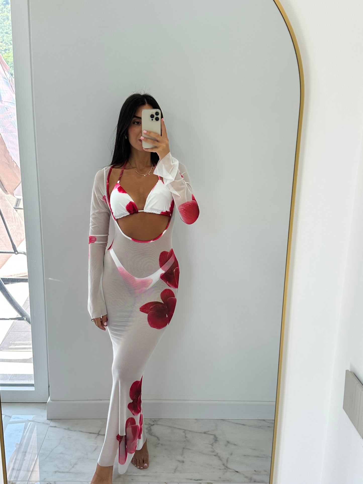 Set vestito più costume floreale