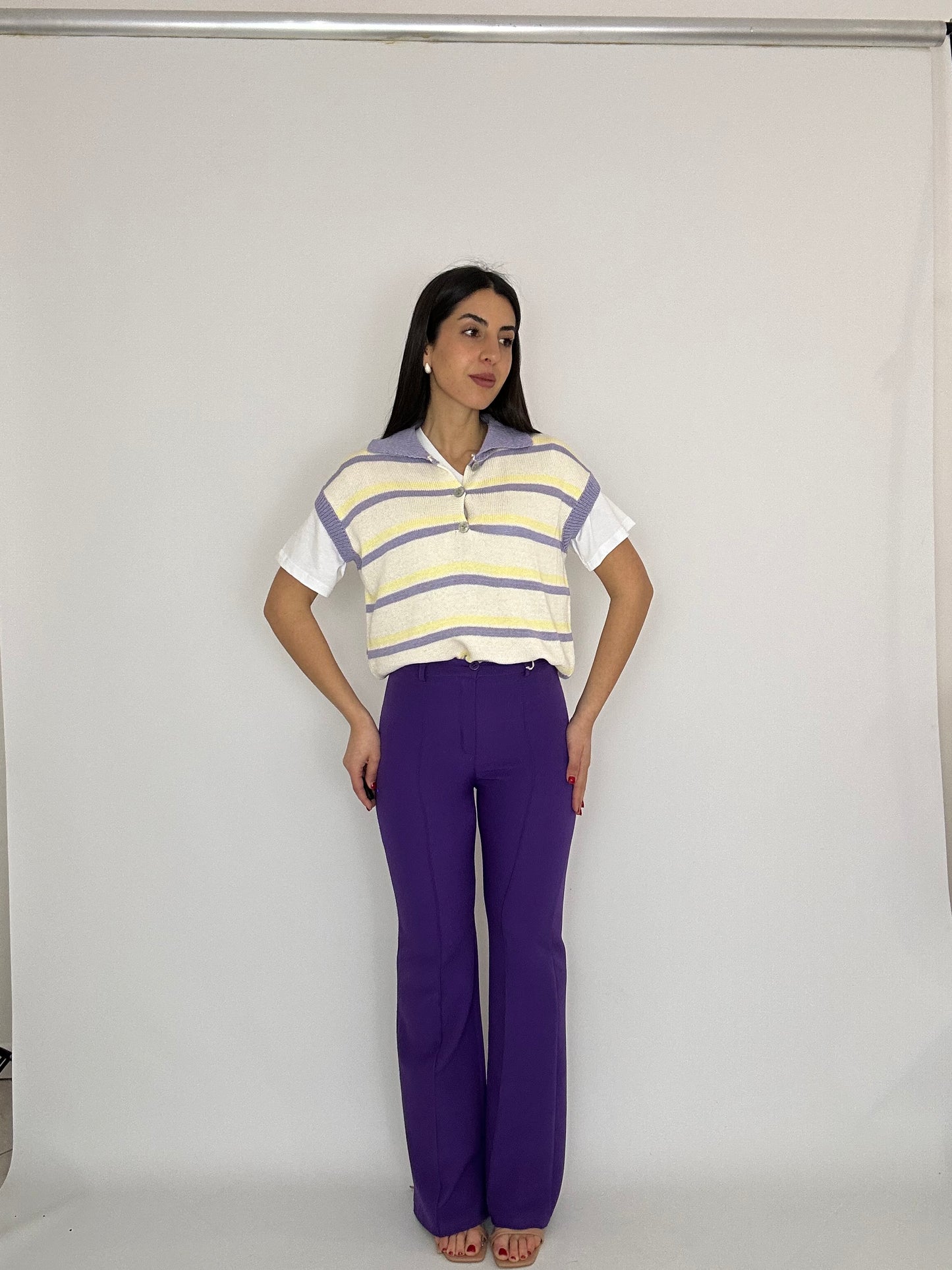 Pantalone dritto viola
