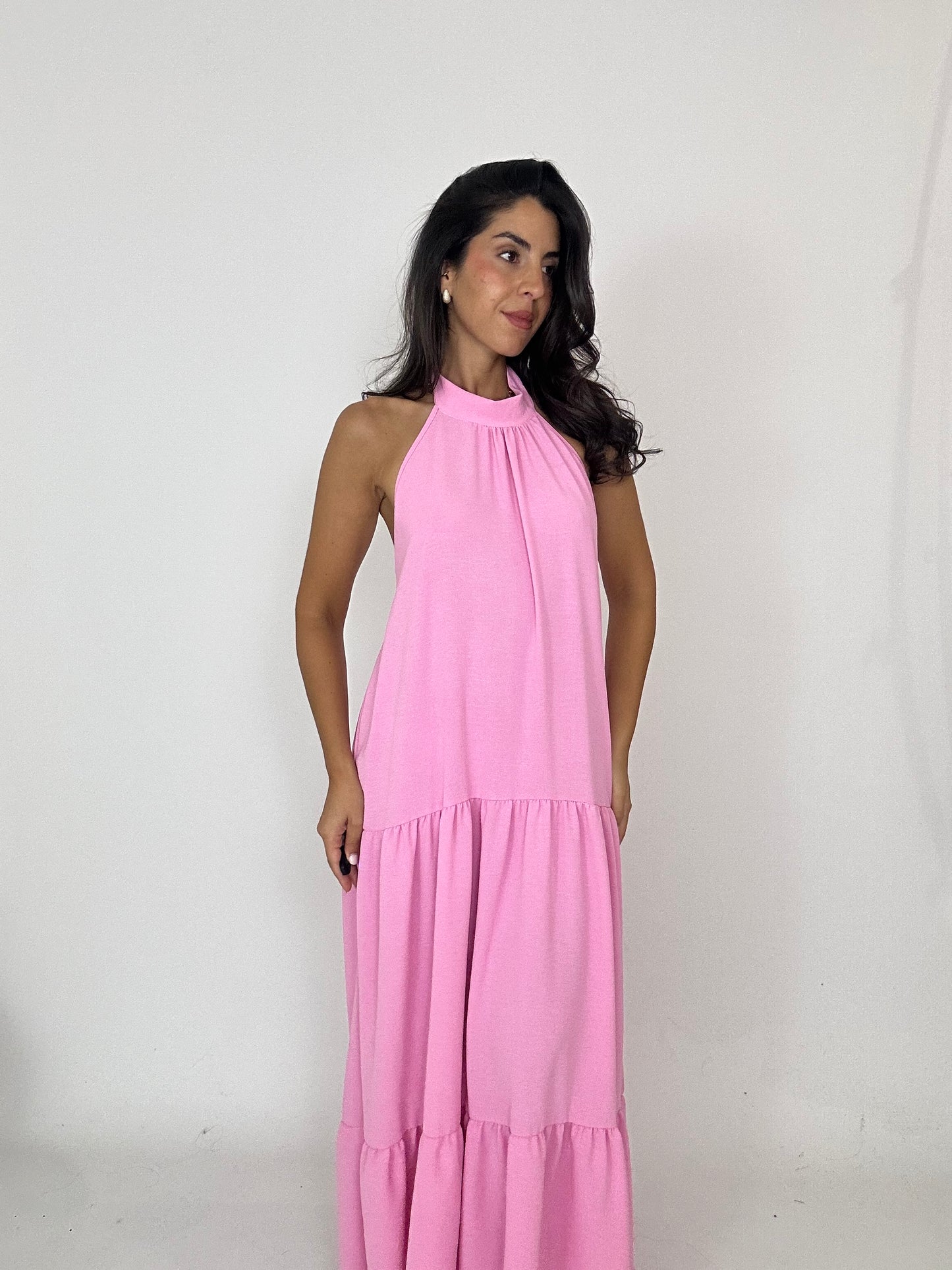 Abito rosa scollato
