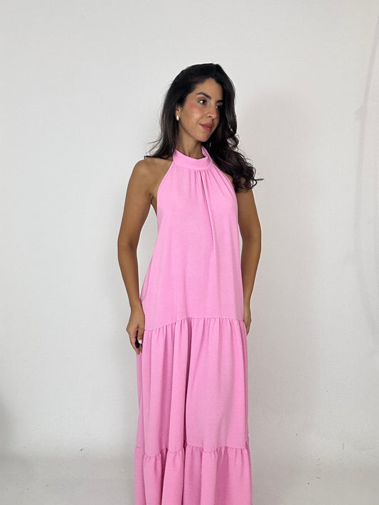 Abito rosa scollato