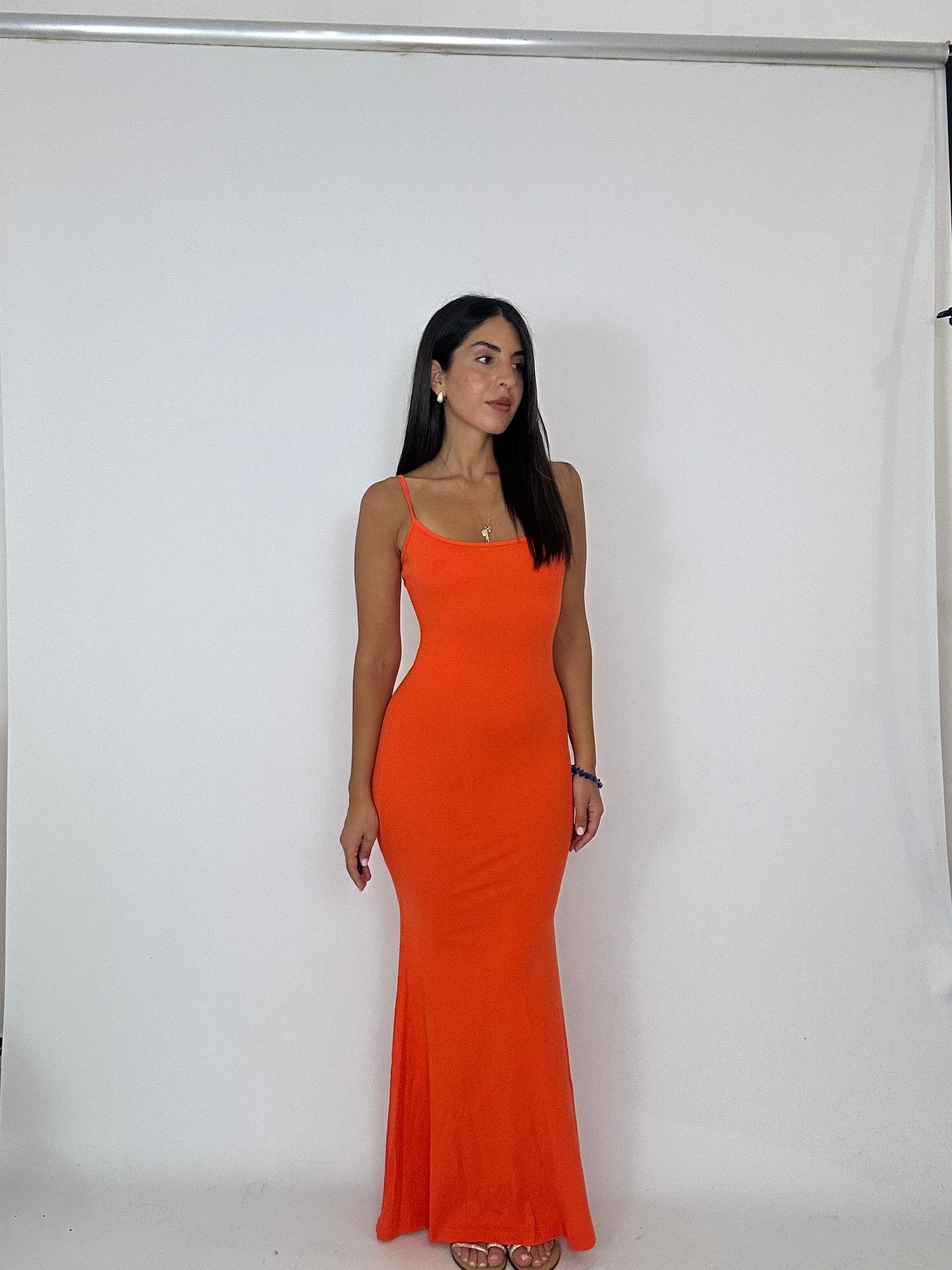 Abito elastico a sirena arancione