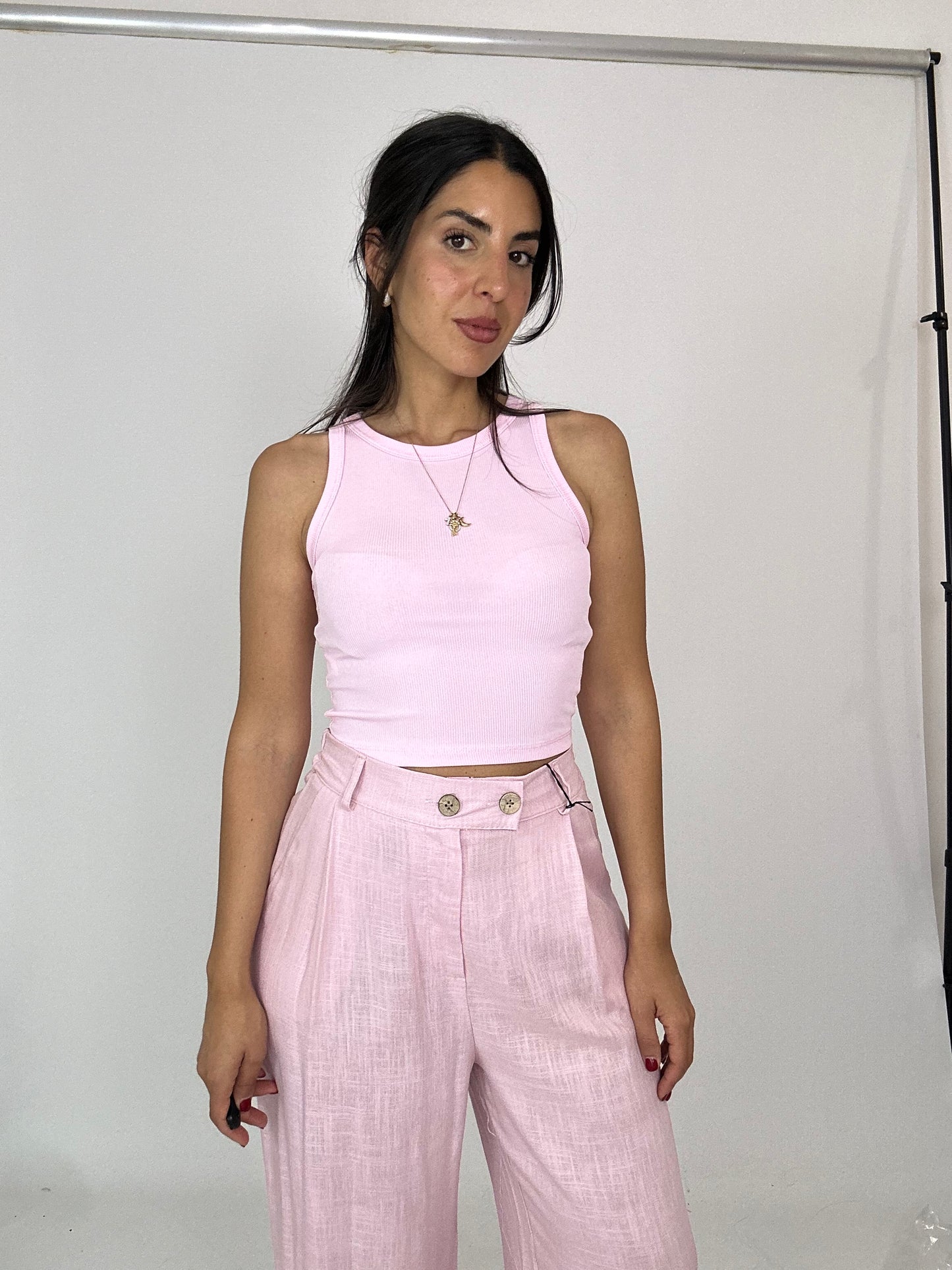 Canotta costine rosa