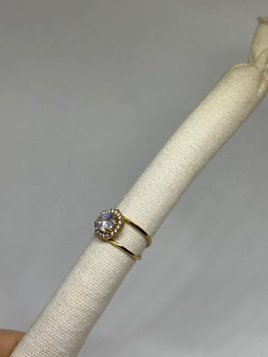 Anello pietra rotonda regolabile