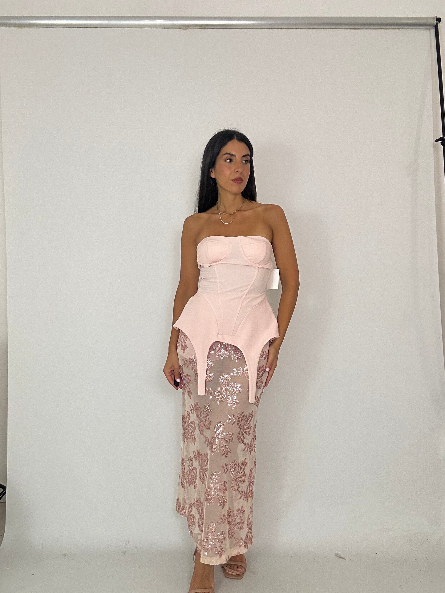 Gonna velata rosa con culotte