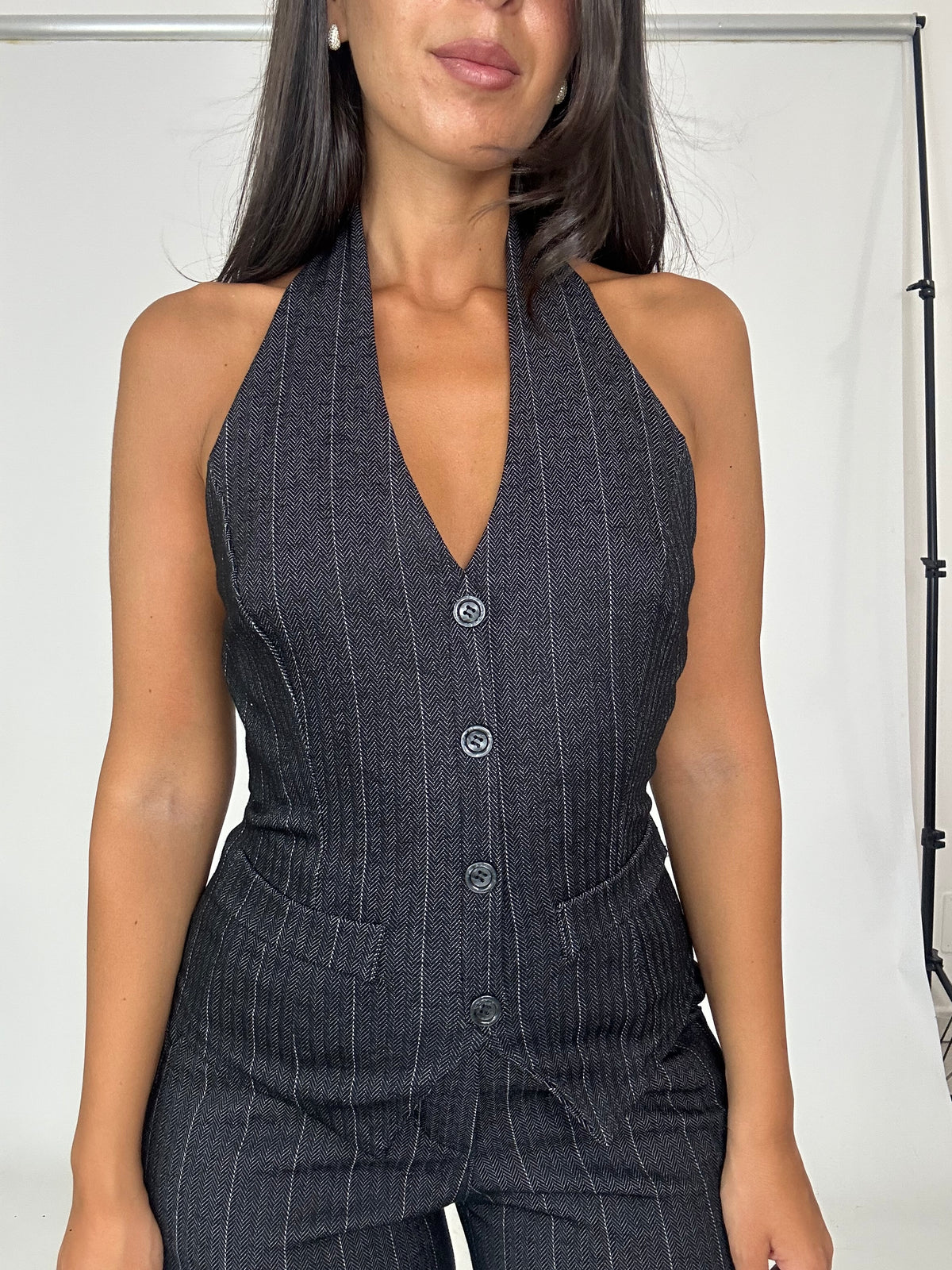 Completo gessato con gilet