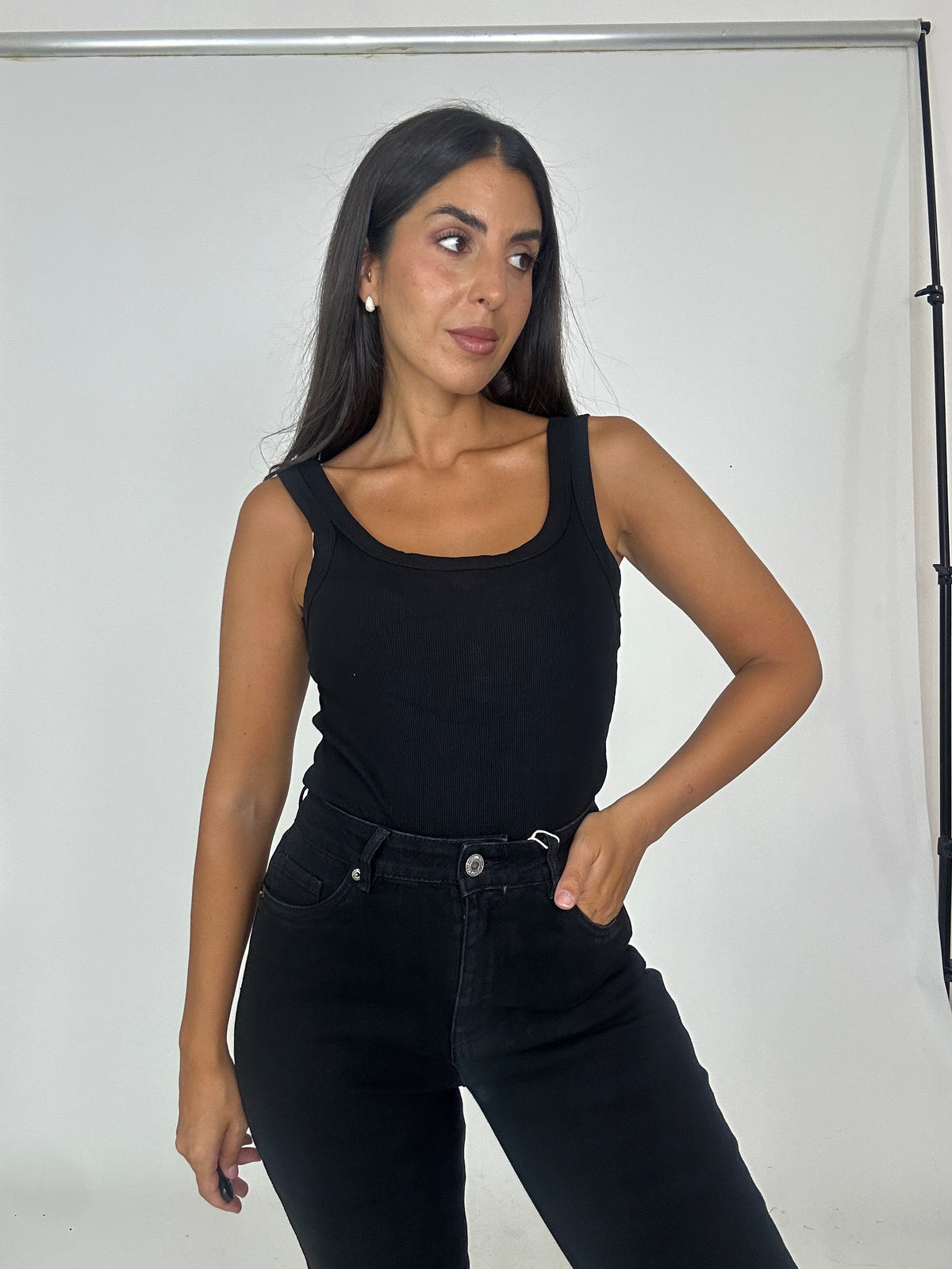 Canotta nera monique cotone
