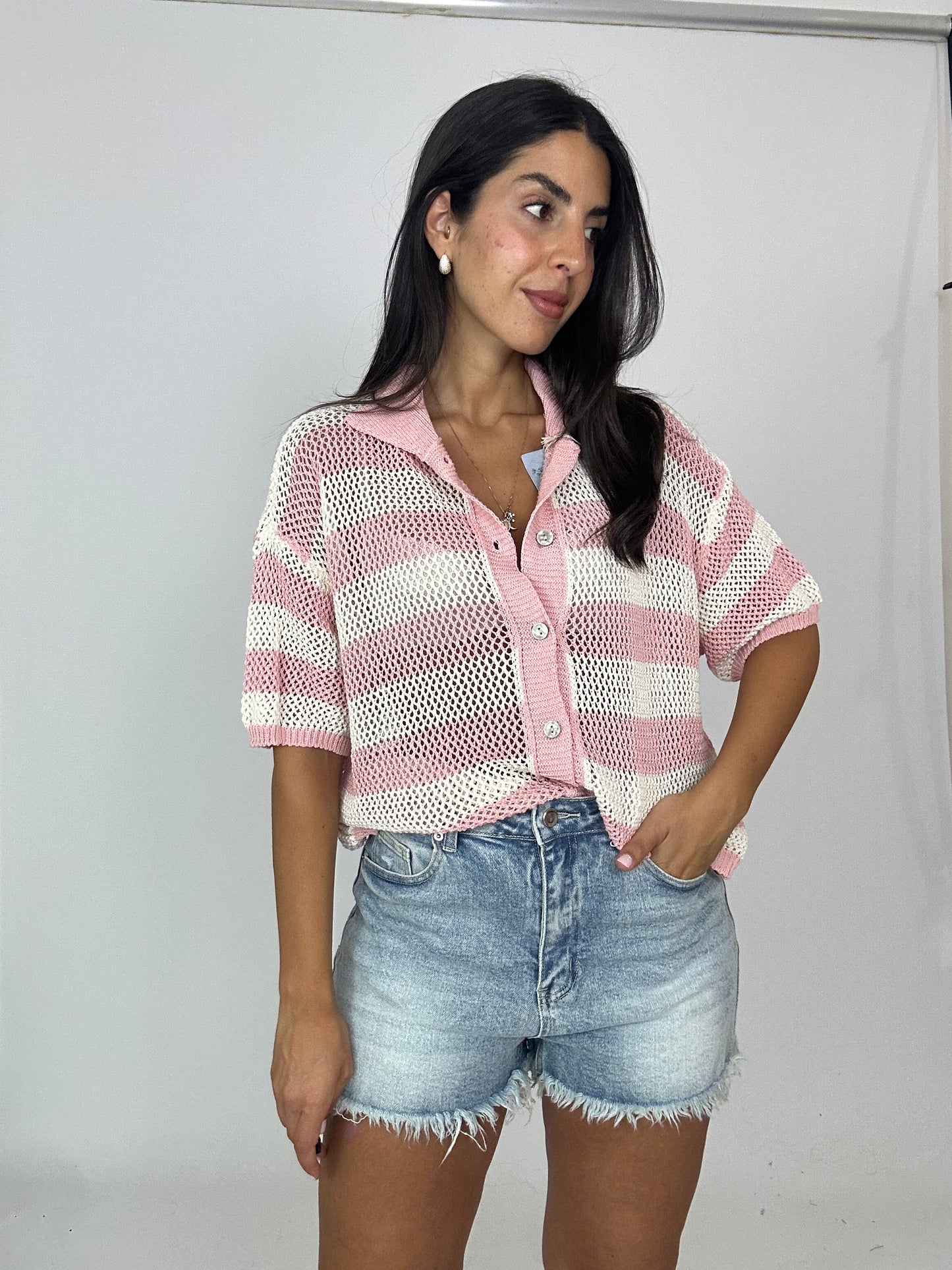 Denim con tasca rosa brillantinata